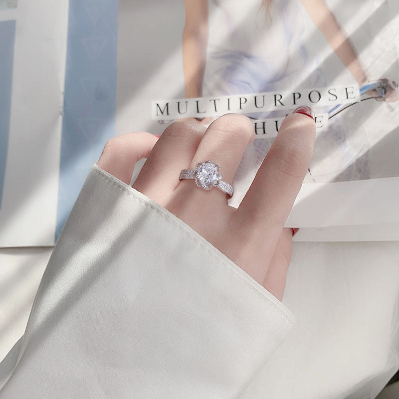 S925 Sterling Silver “Rose Fountain” Moissanite Ring
