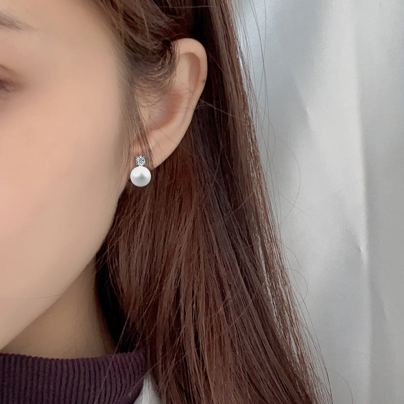Versatile 925 Sterling Silver Pearl and Moissanite Stud Earrings