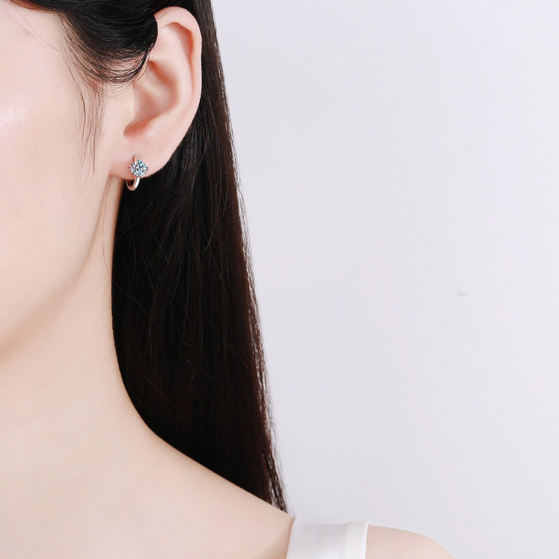 Moissanite minimalist classic four-prong earrings, versatile style