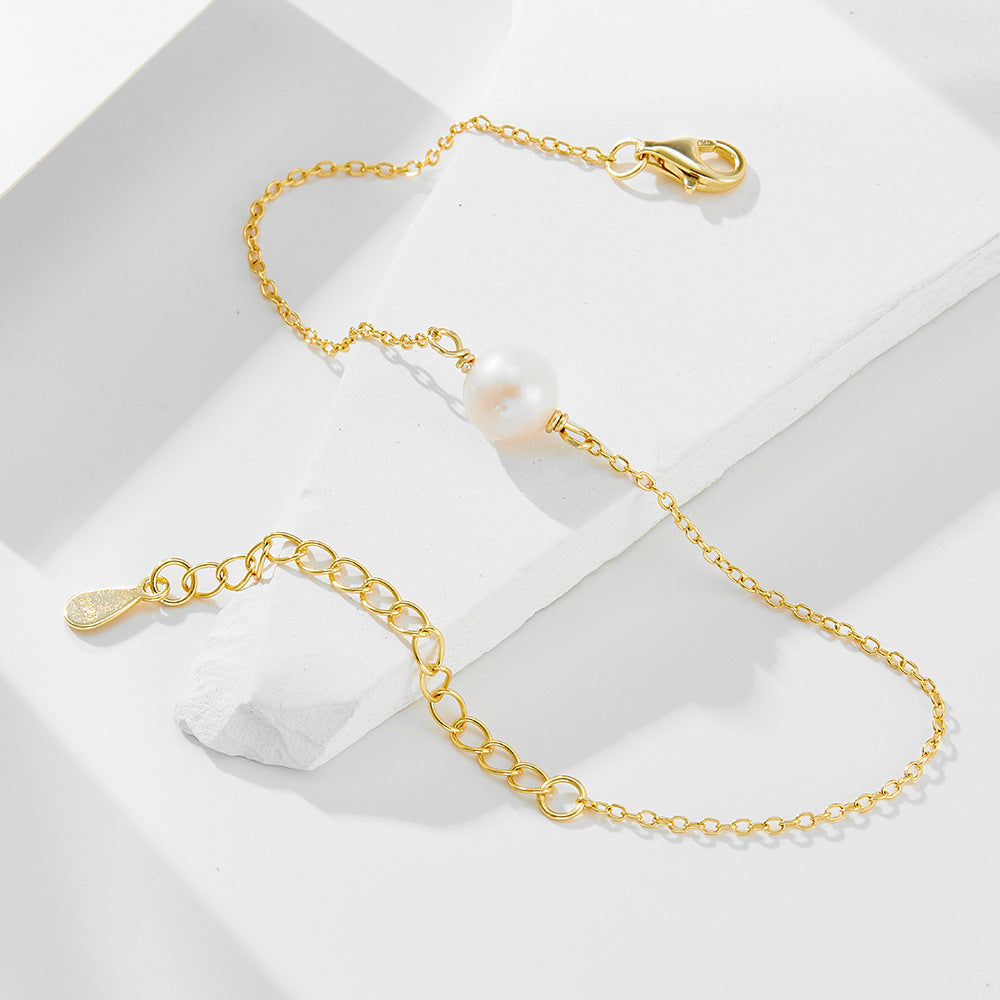 S925 Sterling Silver Simple Natural Pearl Bracelet
