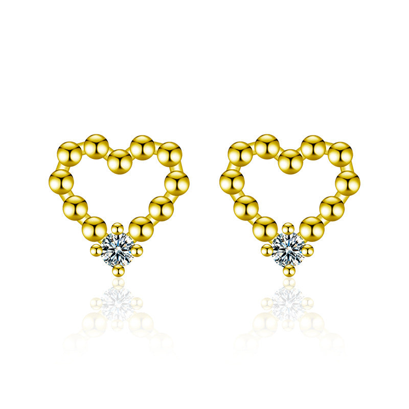 Moissanite S925 sterling silver heart-shaped earrings