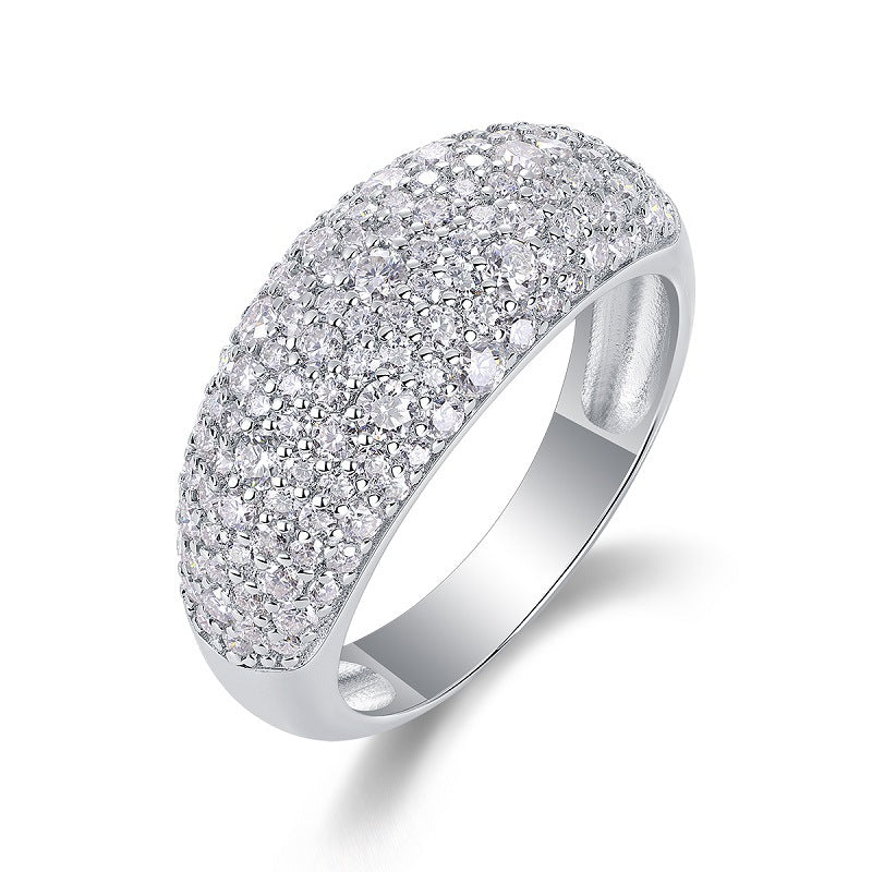 S925 Silver Ring Fully Paved with Moissanite
