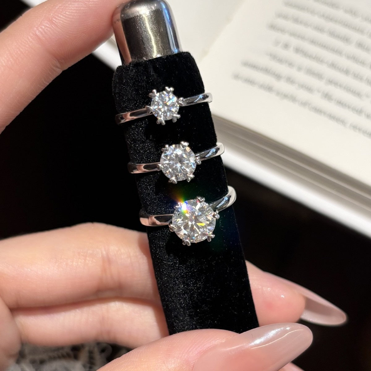 S925 Silver D-Color Moissanite Six-Prong Heart-Shaped Ring