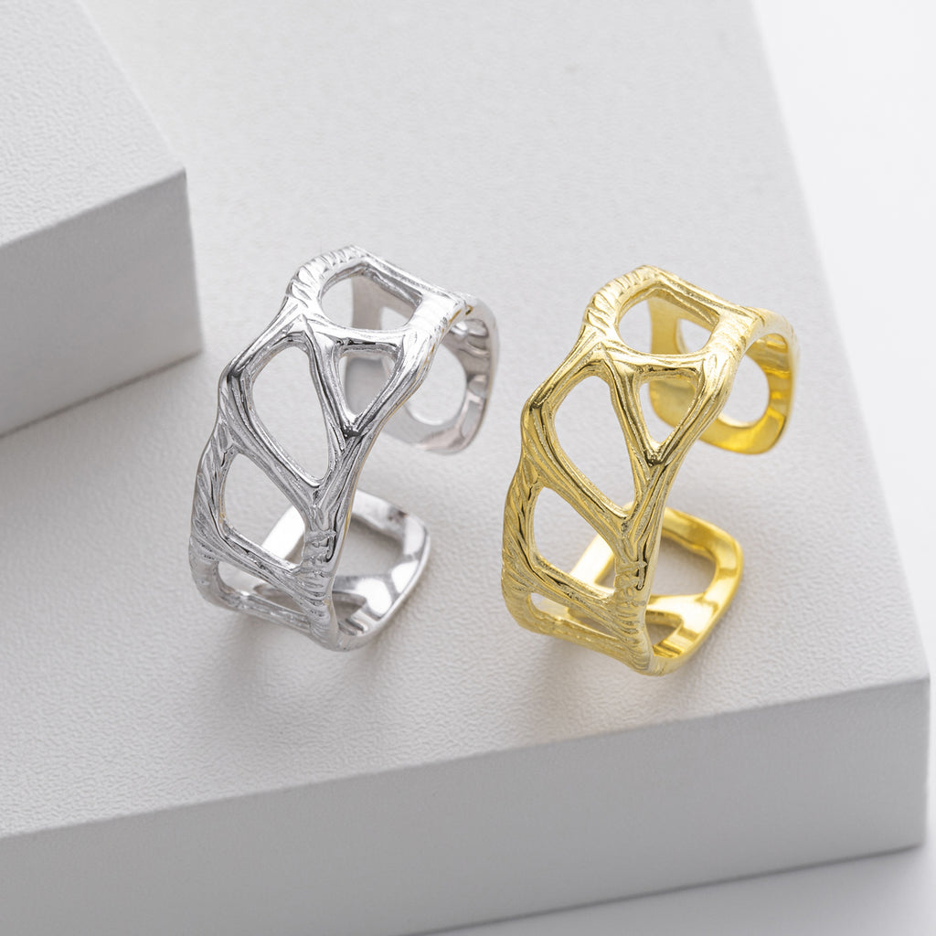 S925 Sterling Silver Fashionable and Unique Wrinkled Irregular Ring