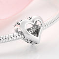 S925 Sterling Silver Loving Heart Hollow Beaded Pendant