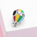S925 Sterling Silver Hot Air Balloon Painted Love Loving Heart Zircon Pendant
