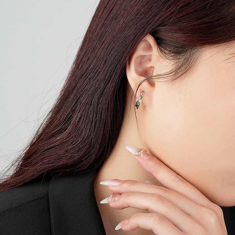 925 Sterling Silver Irregular Enamel-Drip Earrings