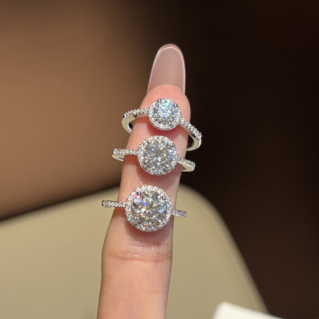 S925 Sterling Silver Bezel-Set Moissanite Ring