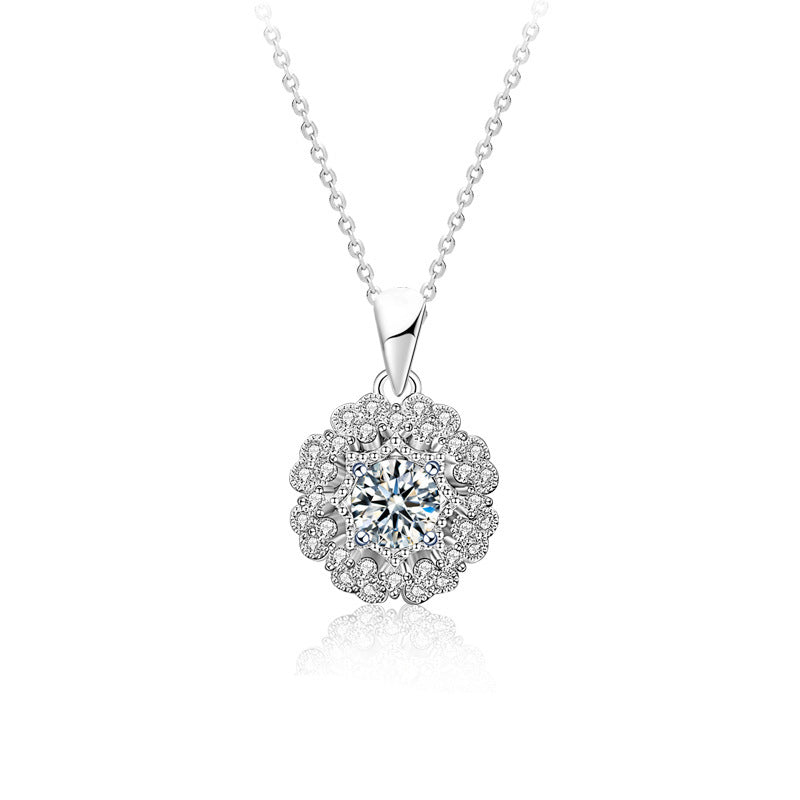 S925 Sterling Silver Moissanite Kaleidoscope Pendant Necklace