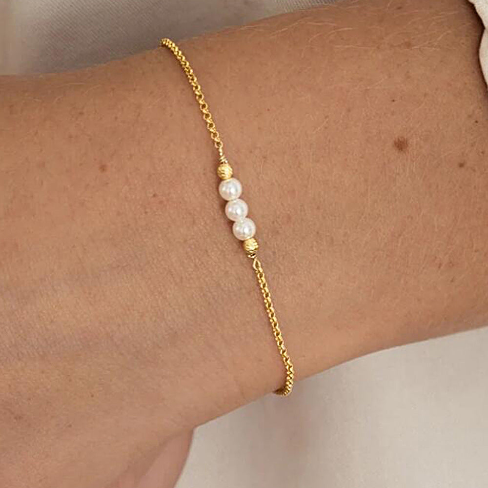 S925 Sterling Silver Beads Pearl Bracelet