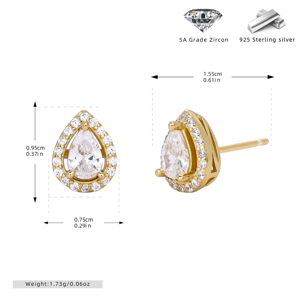 European and American style double-layer zircon earrings and light luxury zircon necklace