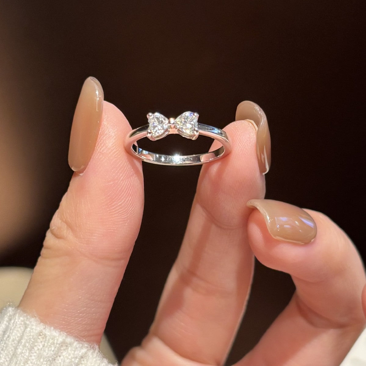 S925 Silver Bow Moissanite Ring