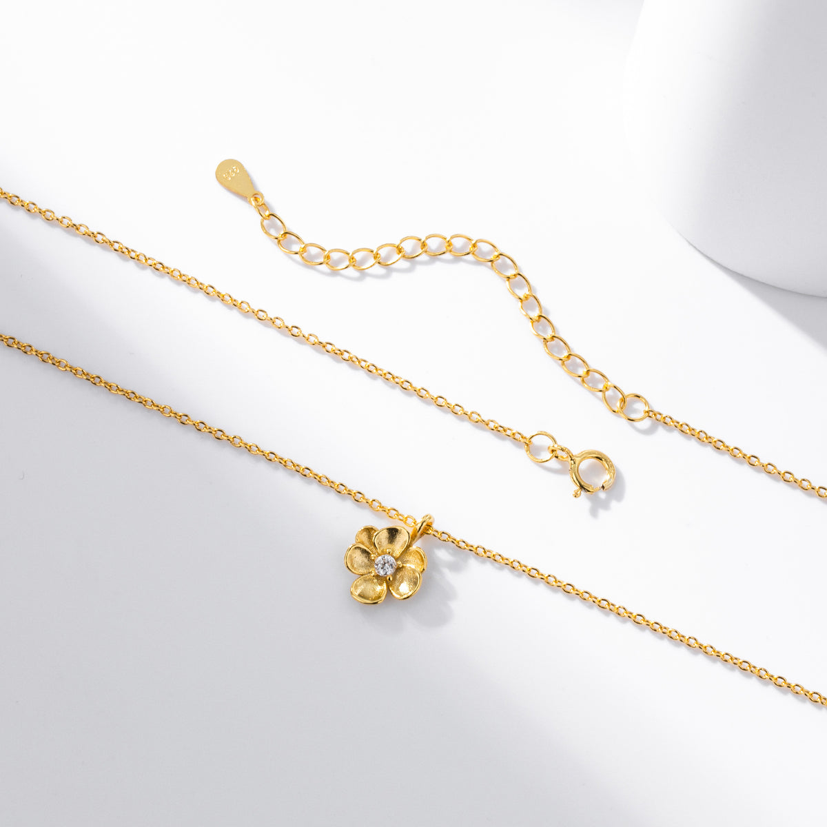 S925 Sterling Silver Flower Necklace
