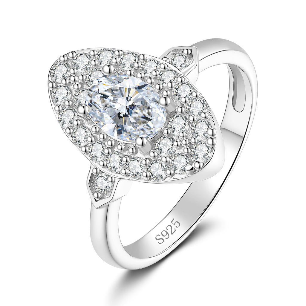 S925 Sterling Silver Vintage-Style "Pigeon's Egg" Moissanite Ring