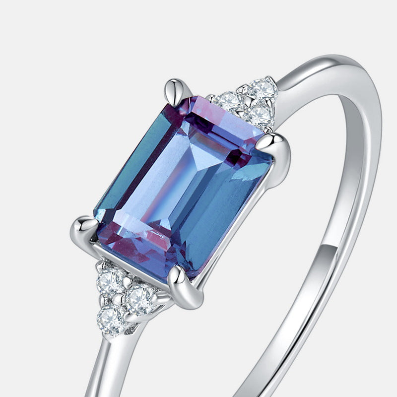 S925 Sterling Silver Simple Alexandrite Ring