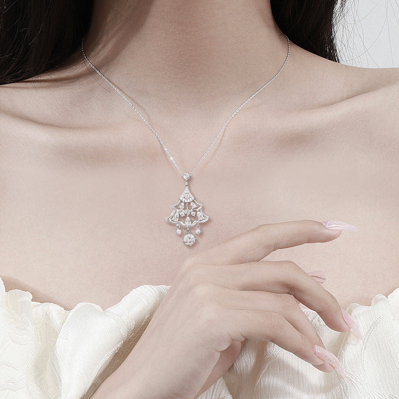S925 Sterling Silver Moissanite Christmas Tree Pendant Necklace