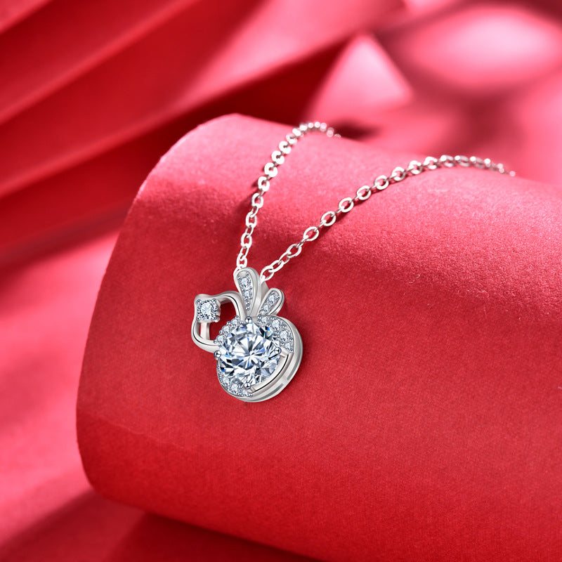 S925 Sterling Silver Moissanite Gourd Pendant  Necklace