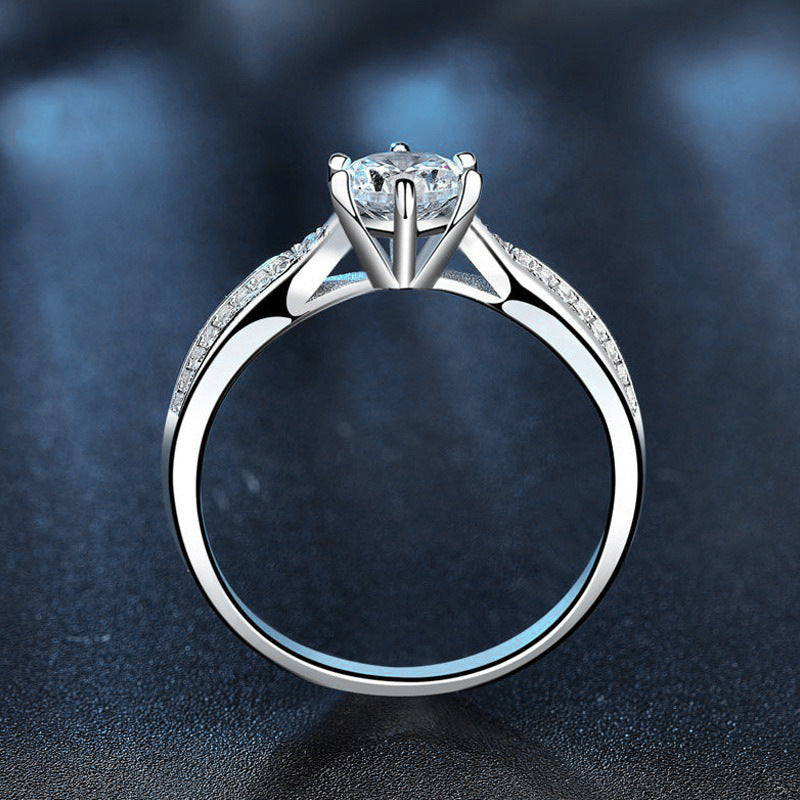 S925 Sterling Silver Moissanite Vintage Six Prong Princess Ring