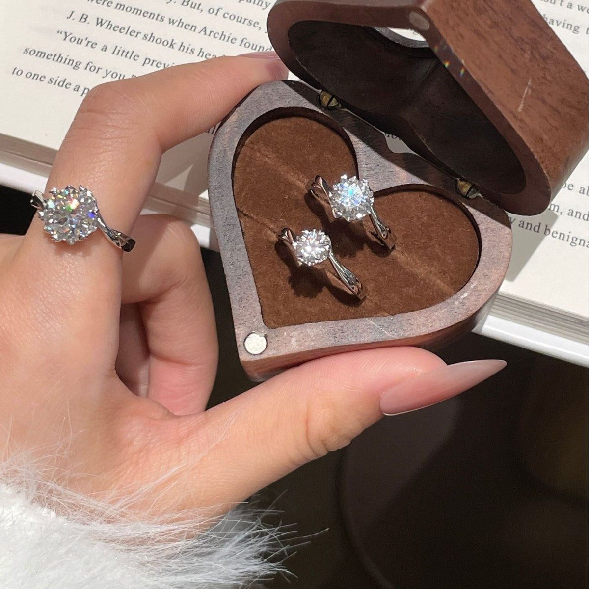 S925 Sterling Silver Snowflake Moissanite Ring