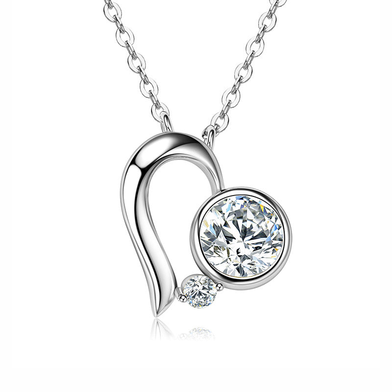 S925 Sterling Silver Moissanite Loving Heart Pendant Necklace
