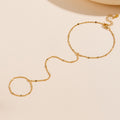 S925 Sterling Silver Beach Chain Ring Bracelet Integrated Chain Bracelet