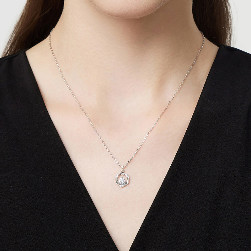 S925 Sterling Silver Moissanite Mobius Pendant Necklace