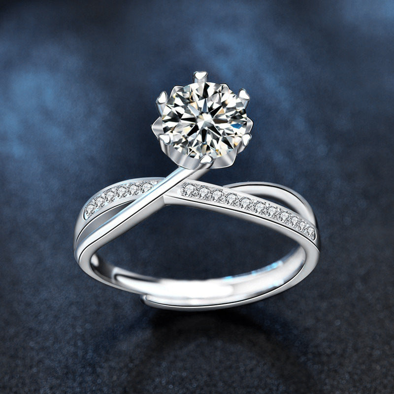 S925 Sterling Silver “Sea & Mountain Vow” Moissanite Ring