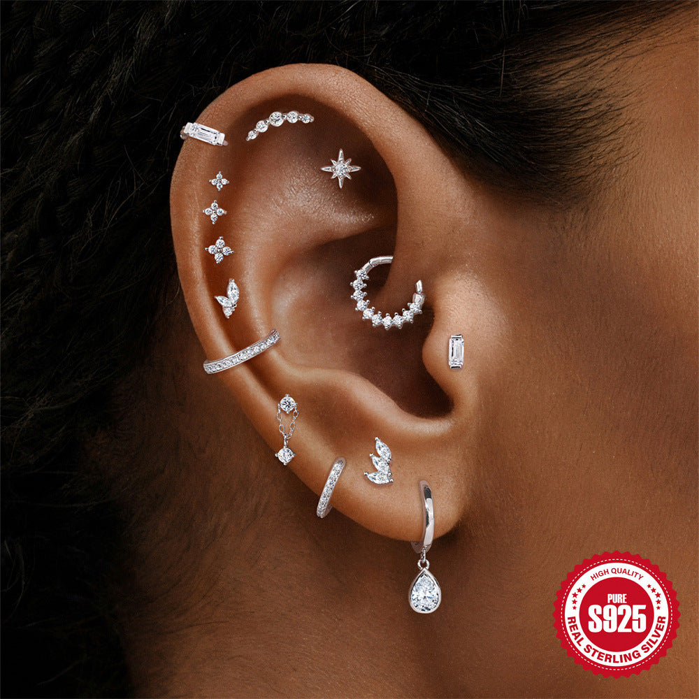 S925 Sterling Silver Moissanite Piercing Earring(Single unit)