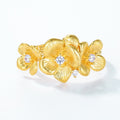 S925 Sterling Silver Gold-Plated Jasmine Flower Zircon Ring