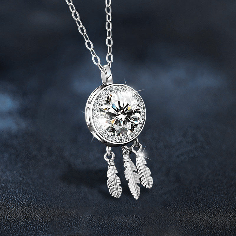 S925 Sterling Silver Moissanite Dreamcatcher Necklace