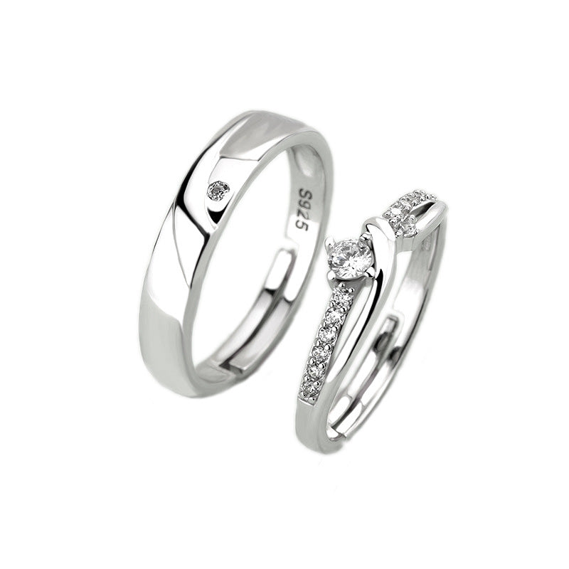 925 Sterling Silver Möbius Strip Moissanite Couple Rings