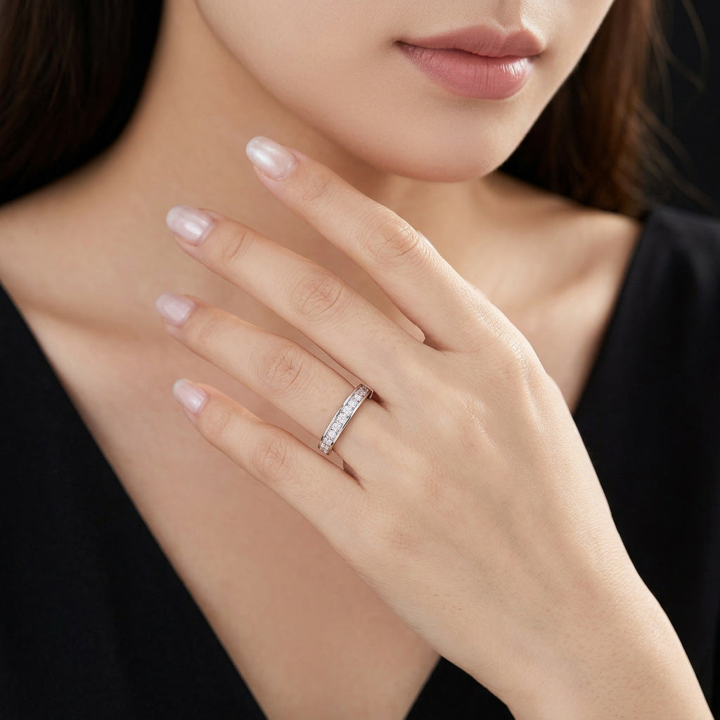 S925 Sterling Silver Moissanite Solid-Band Ring