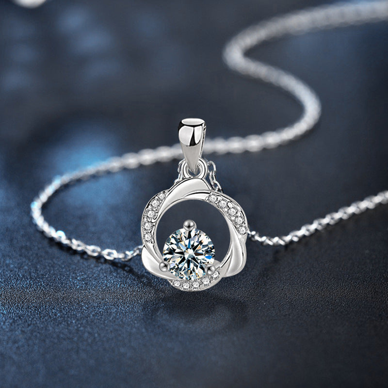 S925 Sterling Silver Moissanite Mobius Pendant Necklace