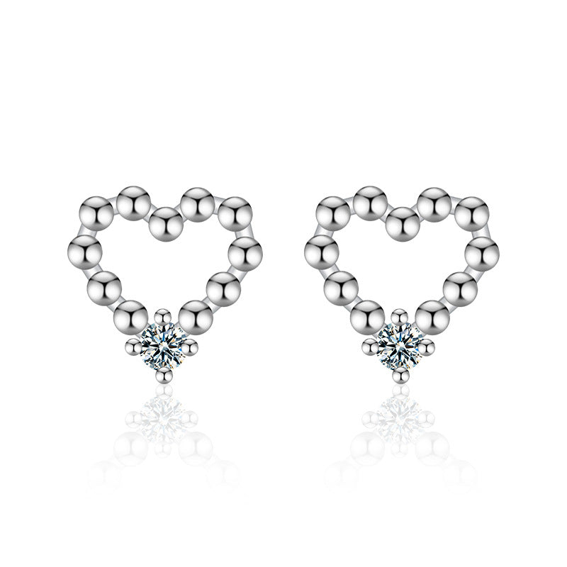 Moissanite S925 sterling silver heart-shaped earrings