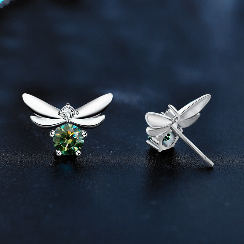 Personality creative Burt's Bee 925 sterling silver Mosan diamond earrings