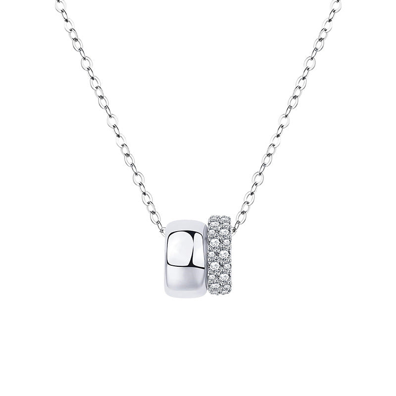 S925 Sterling Silver Moissanite Double Ring Necklace