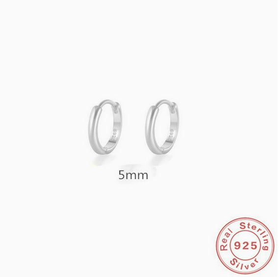 S925 Sterling Silver Geometric Hoop Earrings
