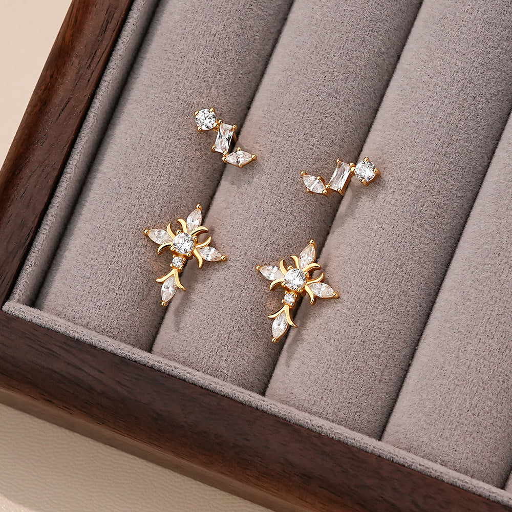 S925 sterling silver earrings set with cubic zirconia