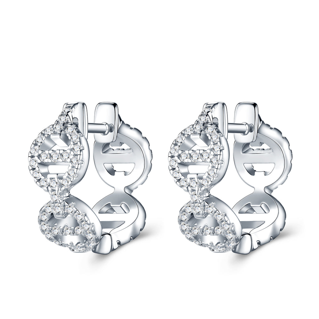 S925 Silver DNA Moissanite Huggie Earrings