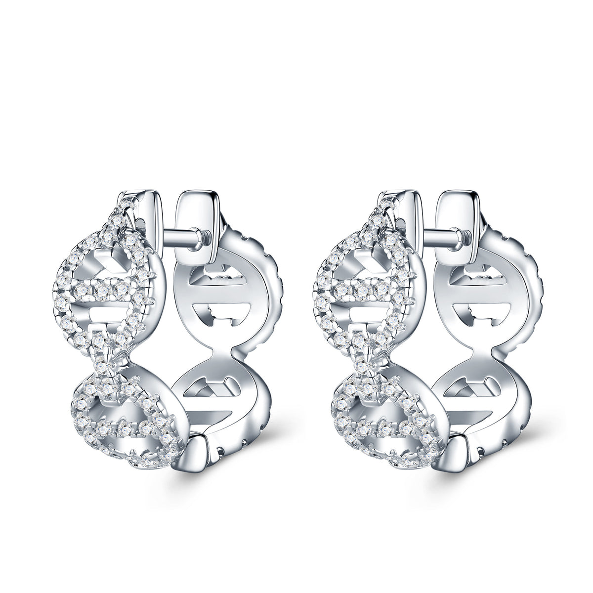 S925 Silver DNA Moissanite Huggie Earrings