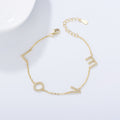 S925 Sterling Silver Love English Beaded Letter-Printing Zircon Inlaid Bracelet