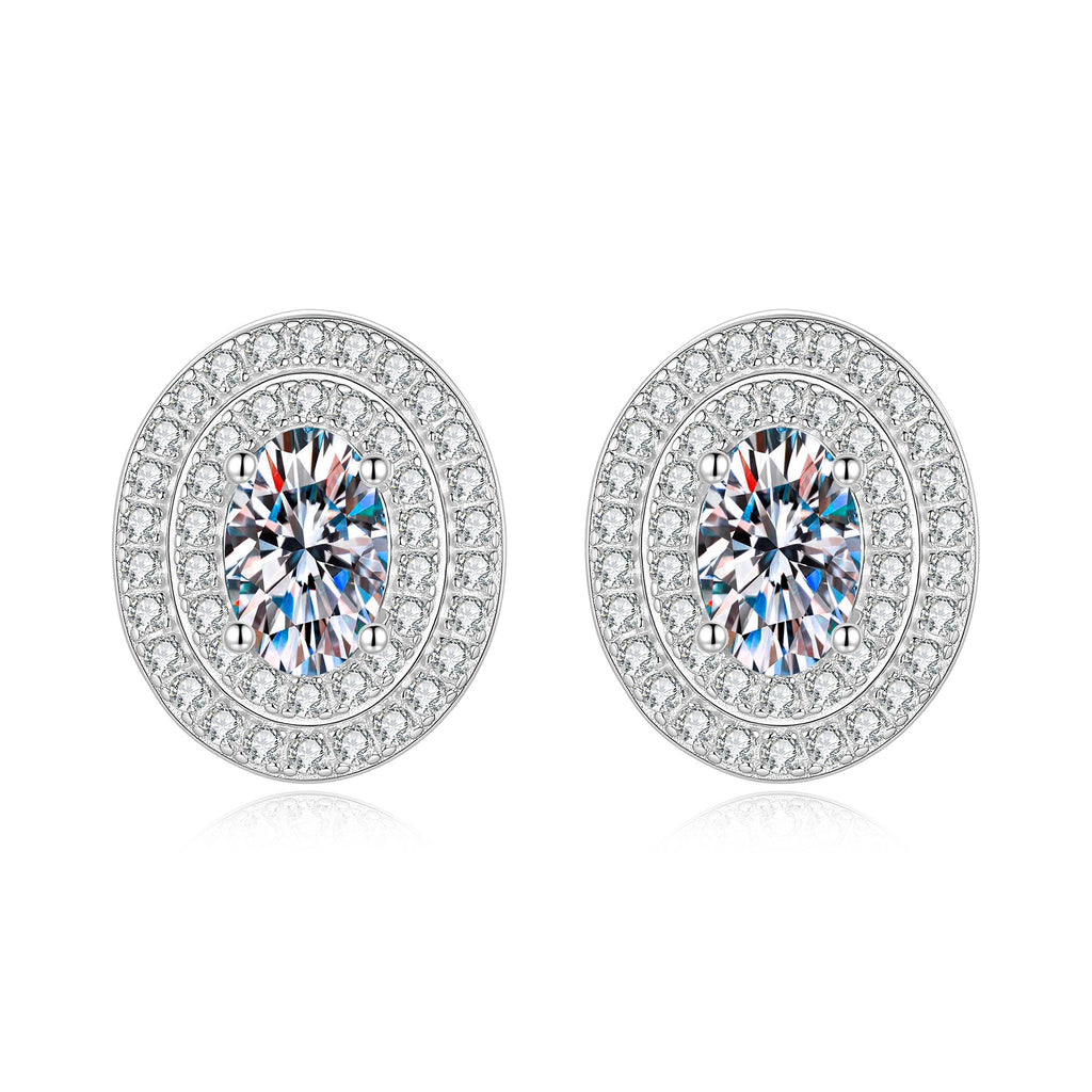S925 Sterling Silver Oval Moissanite Earrings