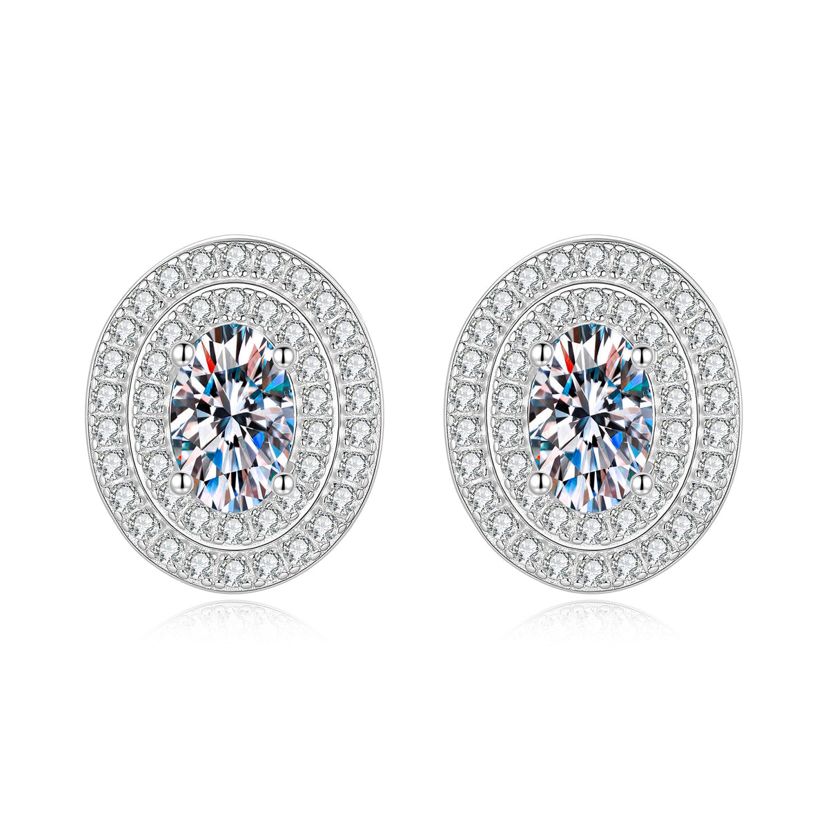 S925 Sterling Silver Oval Moissanite Earrings