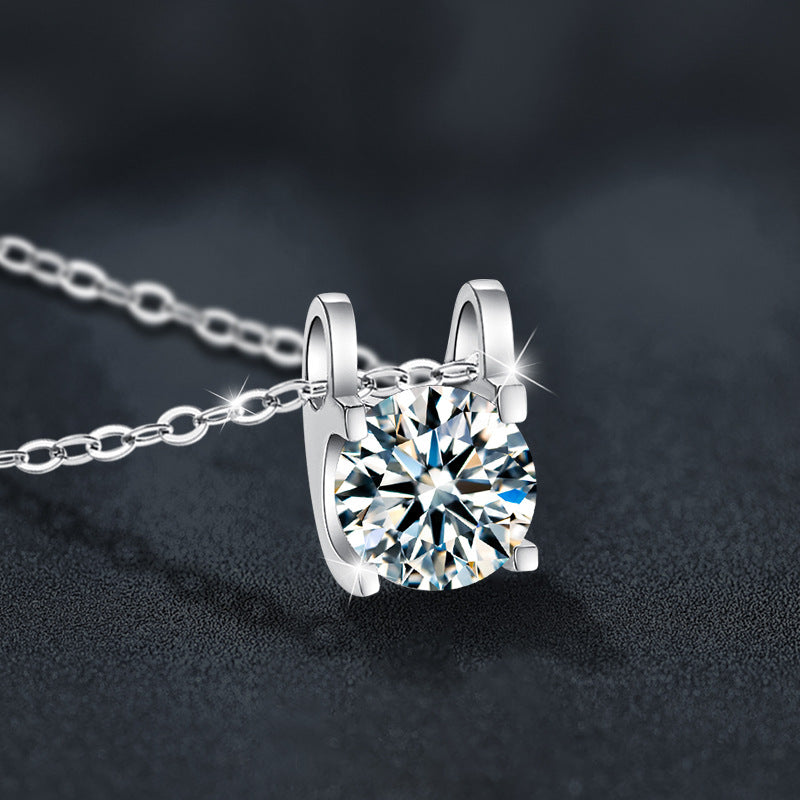 S925 Sterling Silver Moissanite Bull Head Necklace