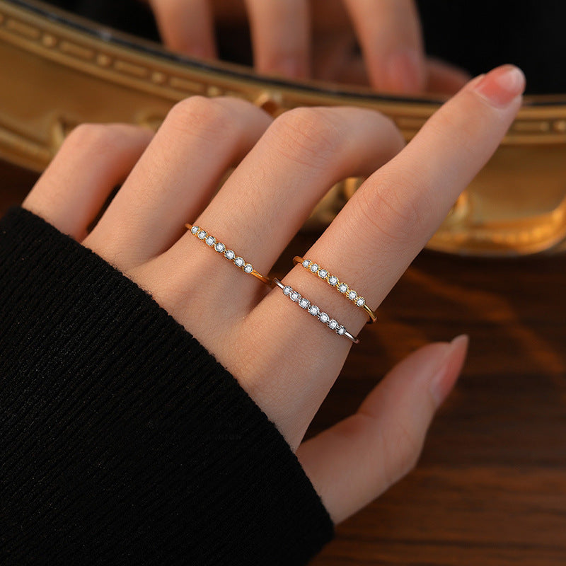S925 Sterling Silver Seven Stone Moissanite Stackable Ring
