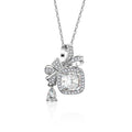 S925 Silver Moissanite Pendant Bow Square Necklace