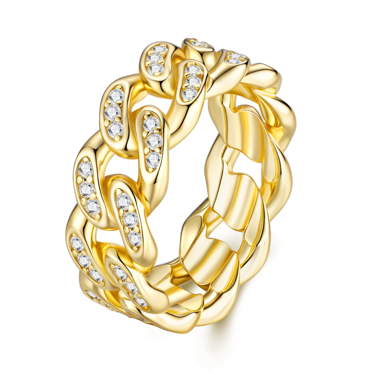 S925 Silver Gold-Tone Moissanite Ring