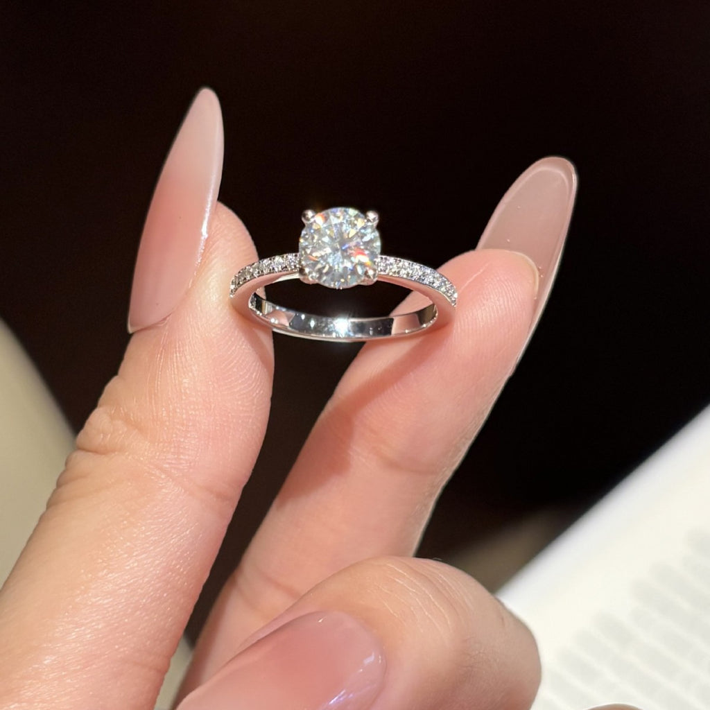 S925 Sterling Silver Ring with Colored Moissanite