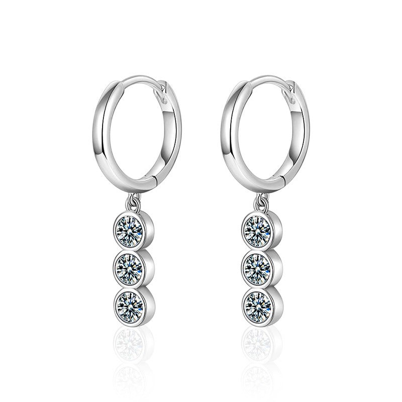 Tassel-shaped moissanite earrings in 925 sterling silver