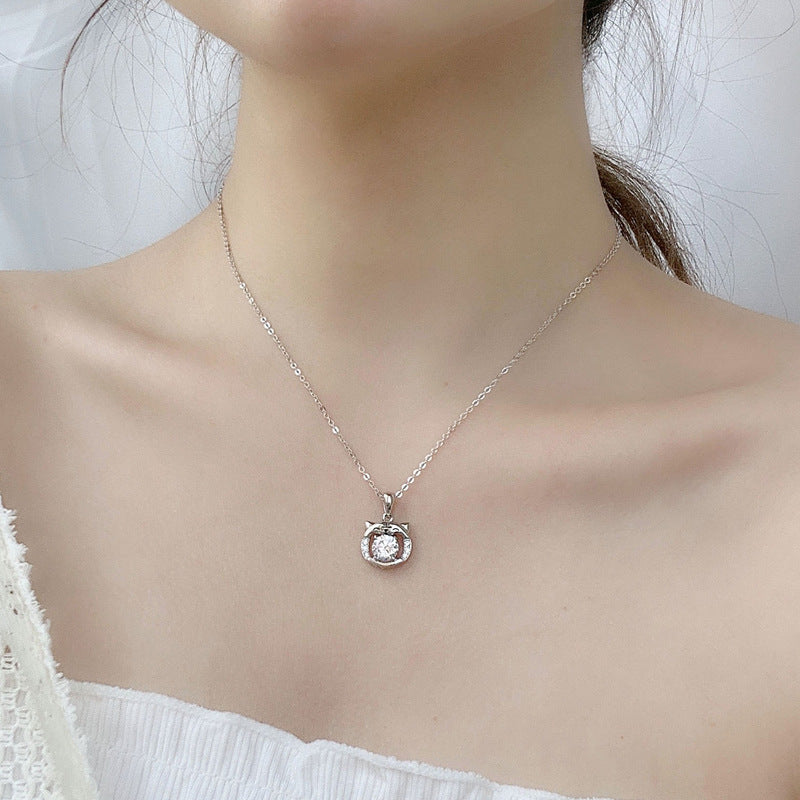 S925 Sterling Silver Moissanite Tiger Pendant Necklace